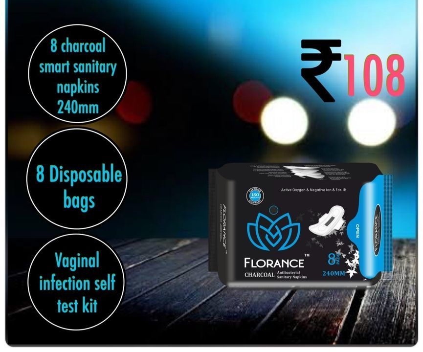 FLORANCE CHARCOAL ANTIBACTERIAL SANITARY NAPKINS (240)MM uploaded by Shilpi Right Collection on 3/22/2021