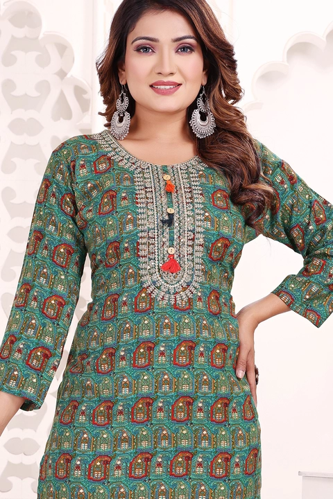 Exclusive Designer women's Stret Kurtis in REON14kg quality best  uploaded by business on 10/12/2023