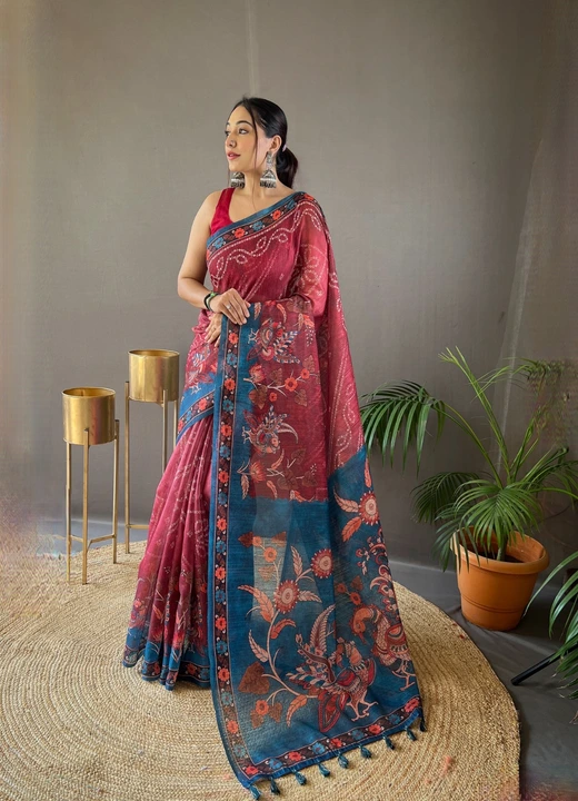 FRESH ARRIVAL❤️  *Catalog: Bhargavi*  Pure soft cotton tussar silk saree  with elegant prints and co uploaded by Marwadi Businessmen on 10/12/2023