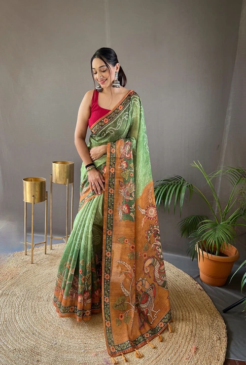 FRESH ARRIVAL❤️  *Catalog: Bhargavi*  Pure soft cotton tussar silk saree  with elegant prints and co uploaded by Marwadi Businessmen on 10/12/2023