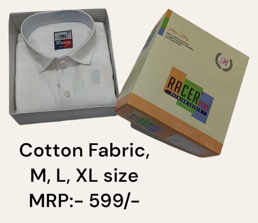 🏁🏁RACER PLUS🏁🏁(SUB BRAND OF 1KKA) EXCLUSIVE COTTON SOLID BOX PACK SHIRTS FOR MEN uploaded by Kushal Jeans, Indore on 10/12/2023