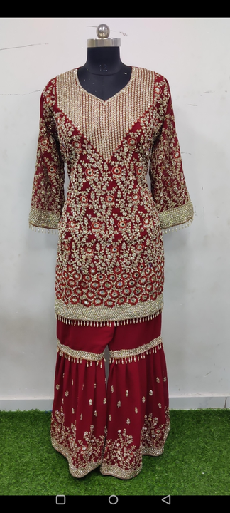 Blooming heavy work top with full zarkan with gharara work with full zarkan  uploaded by business on 10/12/2023