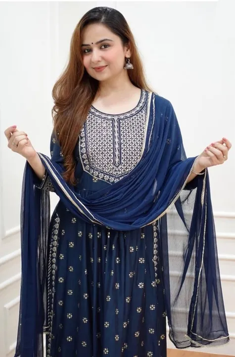 Blue embroidered kurta pant and dupatta set  uploaded by Aleexa Outlet on 10/12/2023