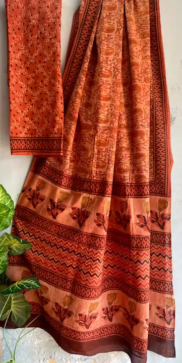 *🌿new arrivals vanaspati(azrak) print cotton malmal saree 🌿*

Exclusive new collection 
of cotton  uploaded by Bagru print shuit, saree, dresses manufacturers on 10/13/2023
