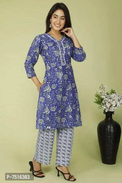 Stylish Cotton Printed Kurta with Pant Set For Women And Girls

Size: 
L
XL
2XL
3XL

 Color:  Blue

 uploaded by business on 10/13/2023