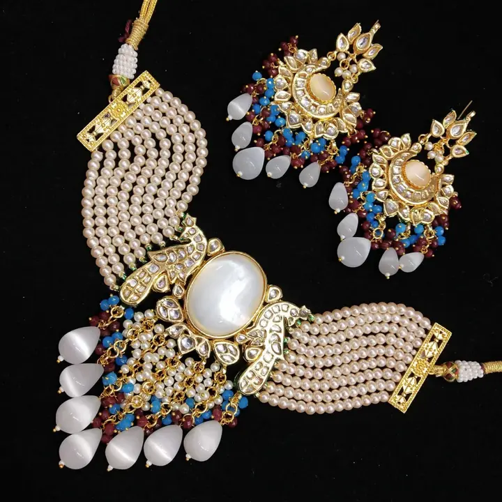 Kundan glass beads chokar set  uploaded by Ms creation on 10/13/2023