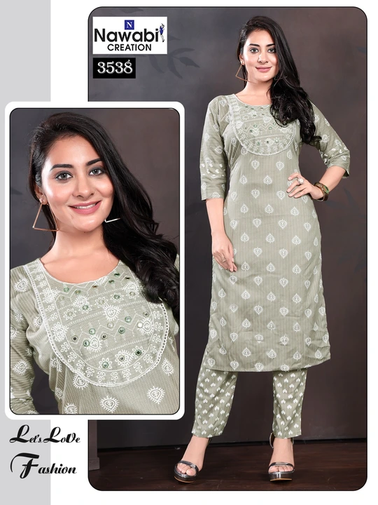👆🏻👆🏻👆🏻

D.no:3538 

Style: Straight Embroidered Kurti With Pants

Fabric: Rayon Print

Size: L uploaded by NAWABI CREATION on 10/14/2023
