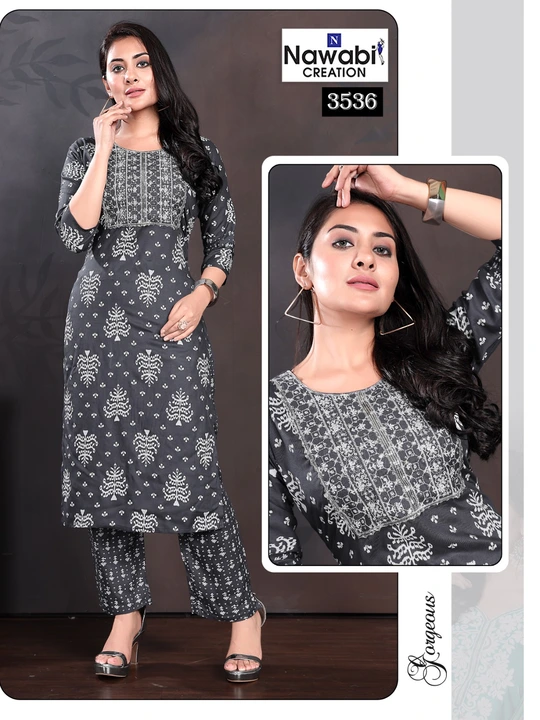 👆🏻👆🏻👆🏻

D.no:3536 

Style: Straight Embroidered Kurti With Pants

Fabric: Rayon Print

Size: L uploaded by NAWABI CREATION on 10/14/2023
