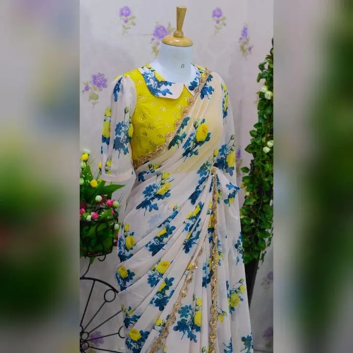 Printed Georgette saree uploaded by business on 10/14/2023