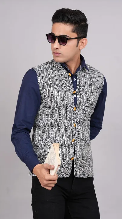 Premium Pure cotton abstract printed Tailored Reversable Jacket with cotton fur trim has a collorles uploaded by Craftart creations/ (M)9413043120 on 10/14/2023