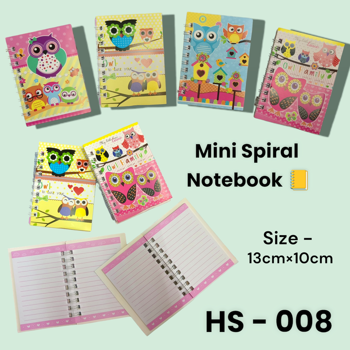 Mini Spiral notebook Owl 🦉 Printed  uploaded by business on 10/14/2023