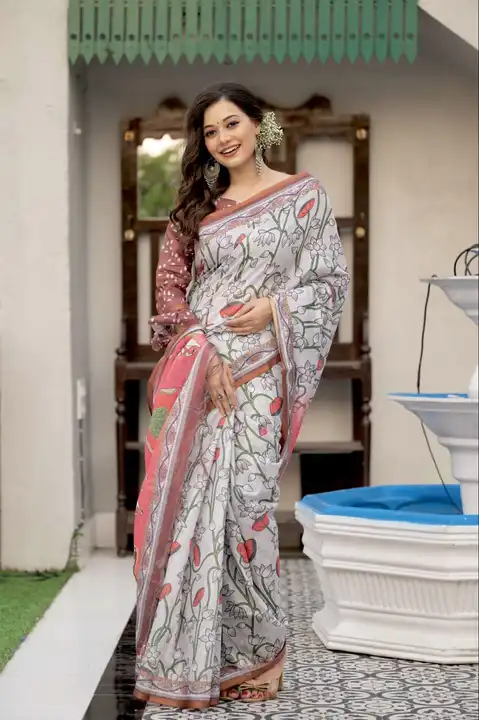 Linen cotton saree  uploaded by Suyukti fab on 10/14/2023