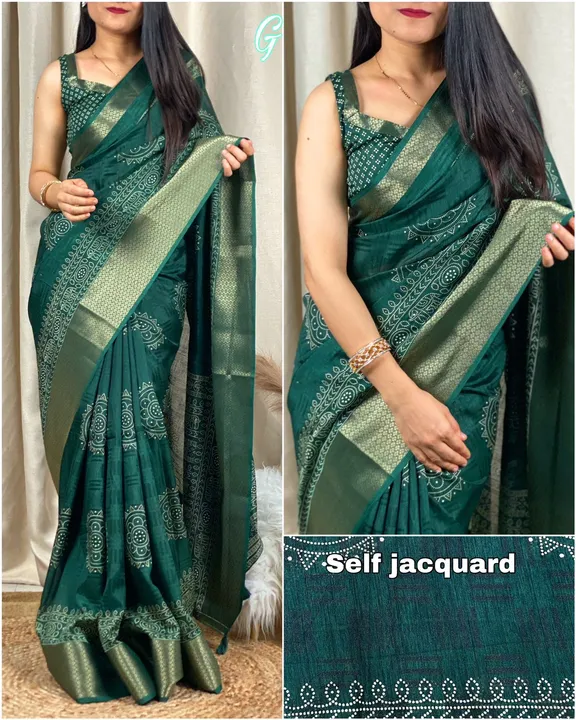 Presenting here a classic printed saree with touch of self jacquard uploaded by business on 10/14/2023