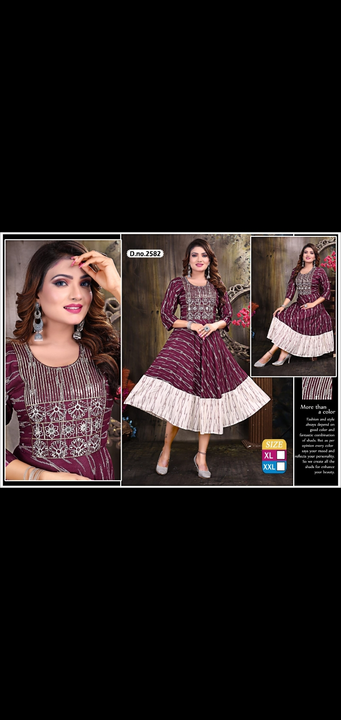 Long ghera kurtis fancy heavy work All readymate items availble uploaded by Radha Creation , Maira sales for Readymade items on 10/14/2023