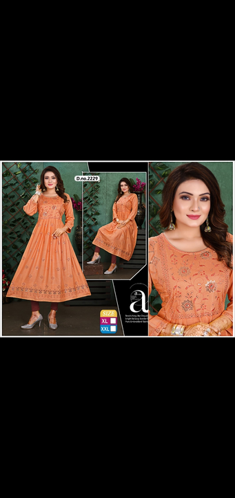 Long ghera kurtis fancy heavy work All readymate items availble uploaded by Radha Creation , Maira sales for Readymade items on 10/14/2023