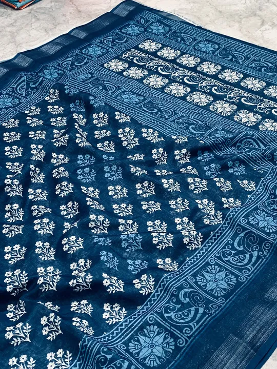 Linen cotton saree uploaded by business on 10/14/2023