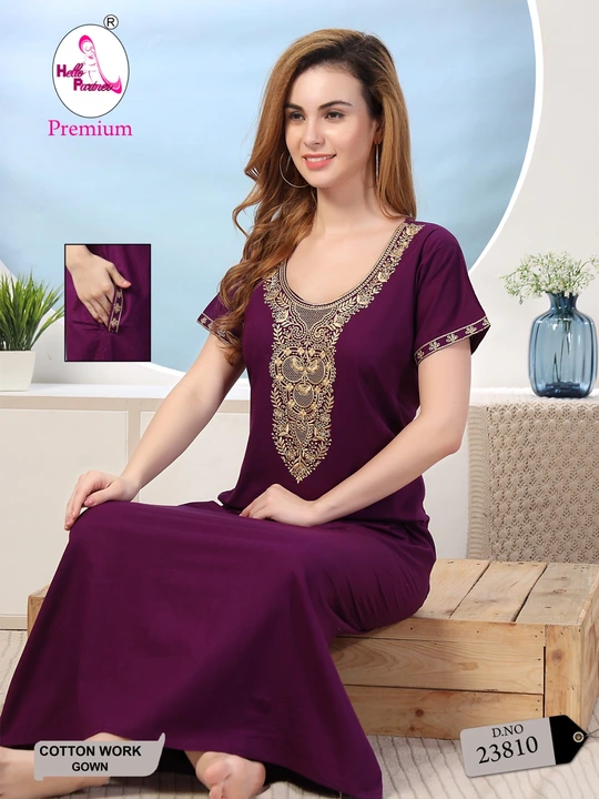 *NEW COLOUR ADDED IN MAXI COTTON WORK GOWN* 


*Maxi Pocket GOWNS*

*COTTON FABRIC*

*BRAND : Hello  uploaded by business on 10/14/2023