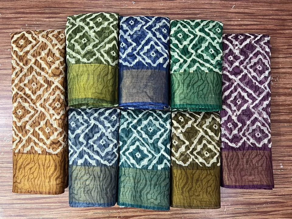 Post image Fabric soft cotton zari border 8 colour matching many more designs available contact on WhatsApp,9909909027