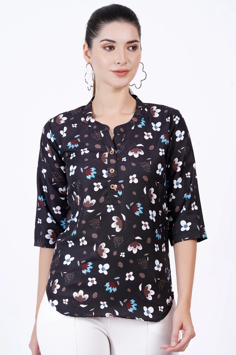 Women's Floral Print Black Top  uploaded by business on 10/15/2023