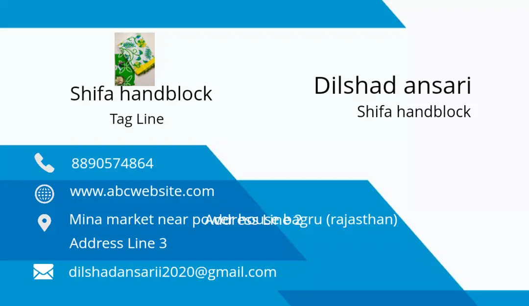 Visiting card store images of Shifa handblock