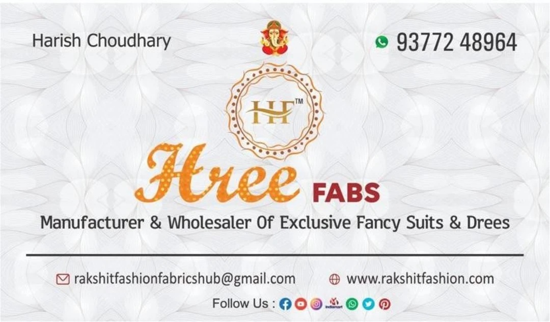 Visiting card store images of Rakshit Fashion Fabrics Hub