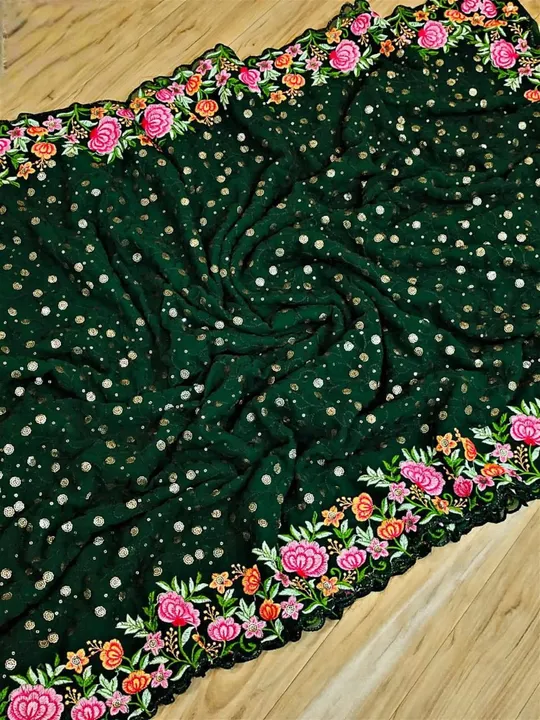 Georgette sequnece saree  uploaded by SAURYA LIFE STYLE on 10/15/2023