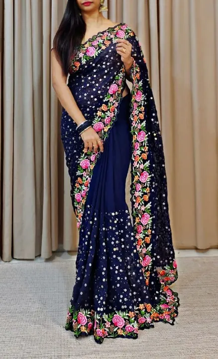 Georgette sequnece saree  uploaded by SAURYA LIFE STYLE on 10/15/2023