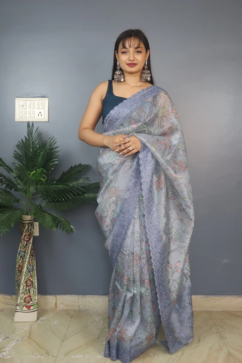 Organza saree  uploaded by business on 10/15/2023