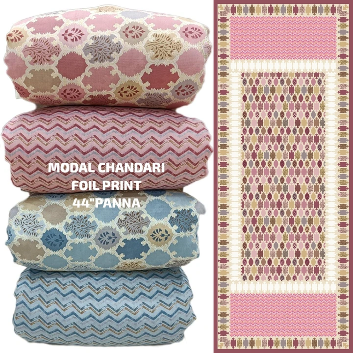 Modal Chanderi Foil Print 58’’ Width  uploaded by Rakshit Fashion Fabrics Hub on 10/16/2023