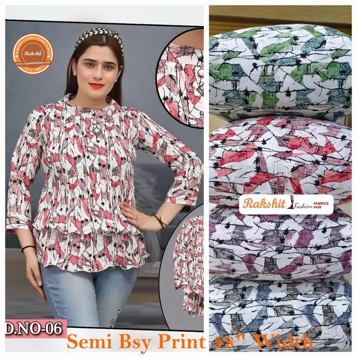 Semi Bsy Print 58’’ Width  uploaded by Rakshit Fashion Fabrics Hub on 10/16/2023