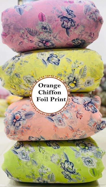 Orange Chiffon Foil Print 58" Width  uploaded by Rakshit Fashion Fabrics Hub on 10/16/2023