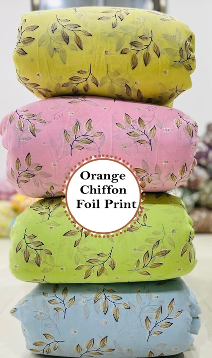 Orange Chiffon Foil Print 58" Width  uploaded by Rakshit Fashion Fabrics Hub on 10/16/2023