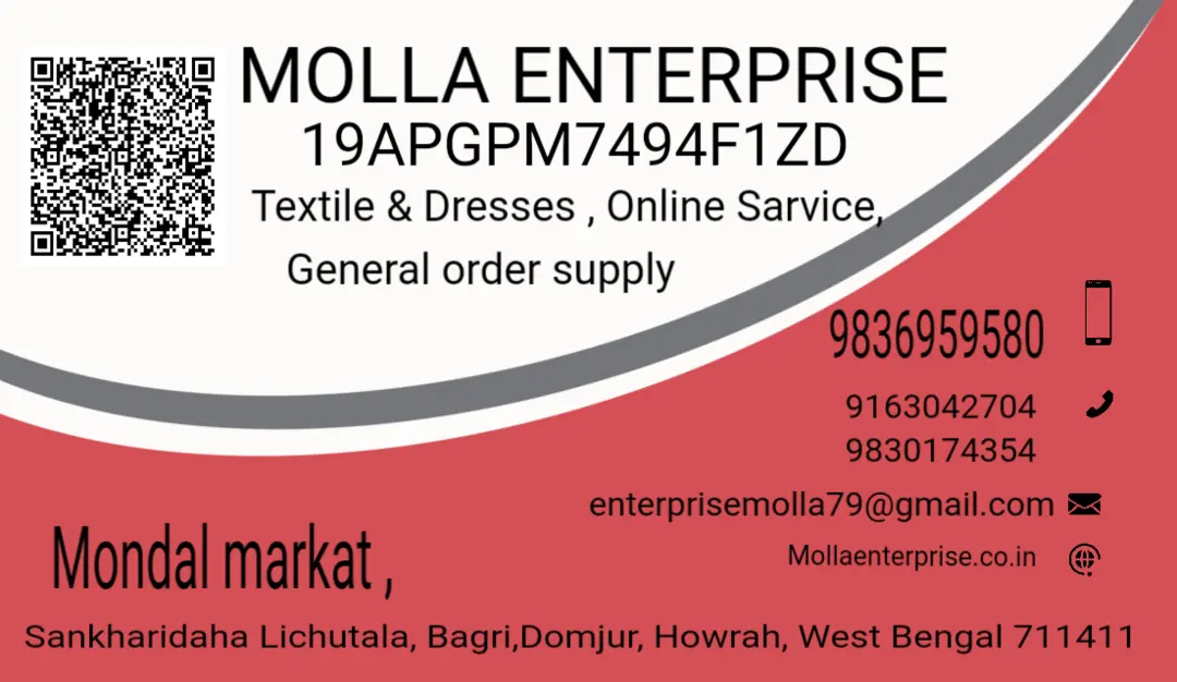 Visiting card store images of Molla enterprise
