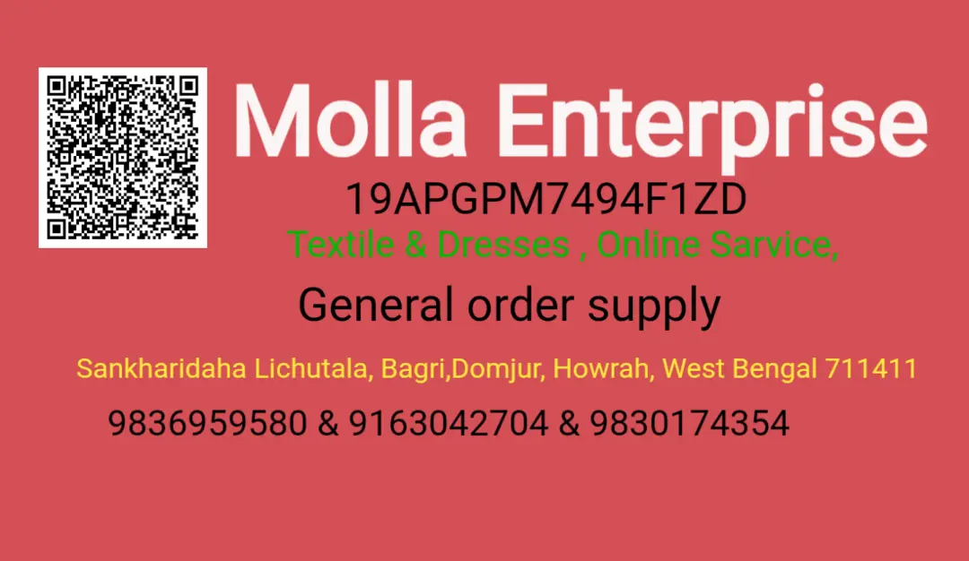 Visiting card store images of Molla enterprise
