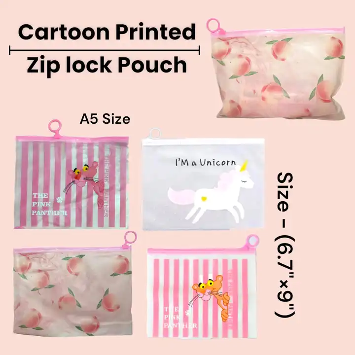A5 Size Unicorn Zip lock Pouch & Pink Panther Pouch 👝 uploaded by business on 10/16/2023