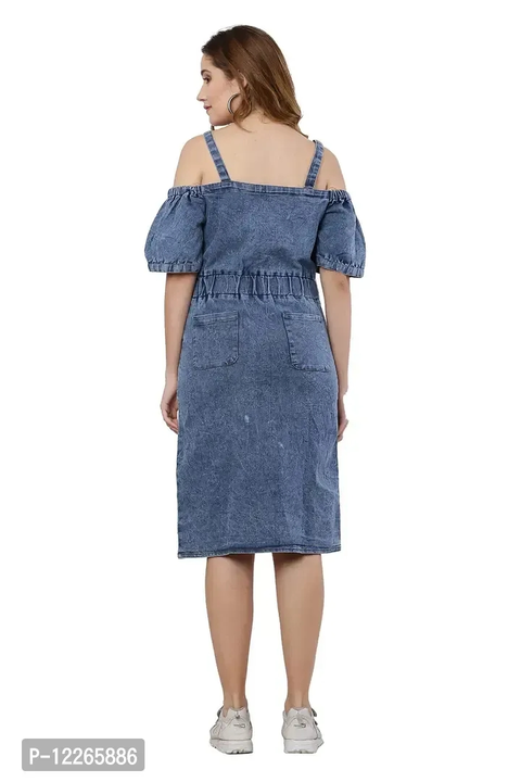stylemyth - fashion point Women/Girls Denim Light Blue Solid Casual Dress (mye019) uploaded by R M online shop  on 10/16/2023