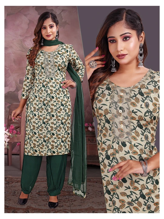 Exclusive Designer women's kurta sets with dupatta in REON14kg foil printed uploaded by Utsav Kurti House on 10/16/2023