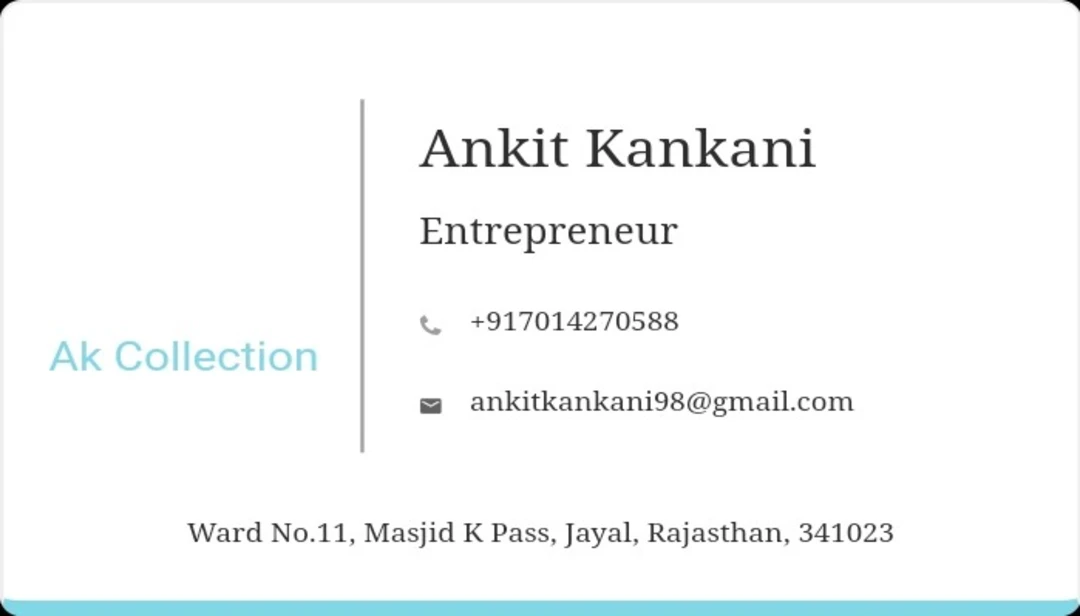 Visiting card store images of Ak collection