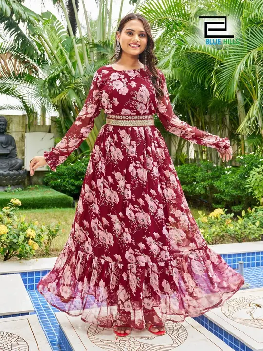 UNIQUE HEAVY BEAUTIFUL GEORGETTE GOWN uploaded by Swastik creation on 10/18/2023