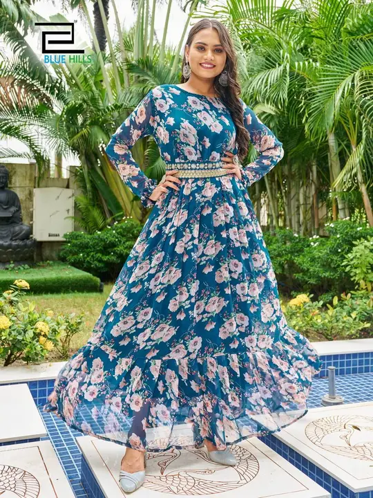 UNIQUE HEAVY BEAUTIFUL GEORGETTE GOWN uploaded by Swastik creation on 10/18/2023