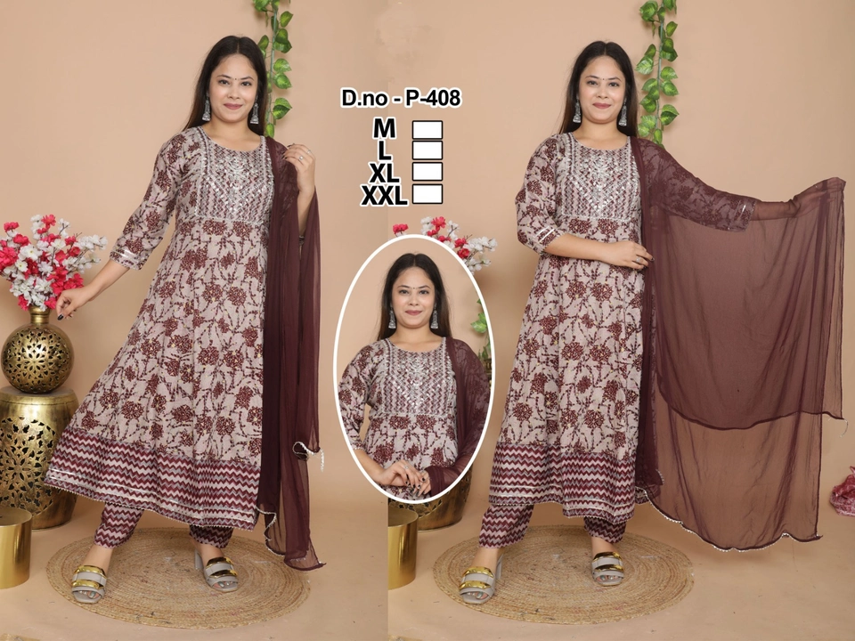 Rayon Frock Kurti with Pant , Dupatta  uploaded by BPT DESIGNER on 10/18/2023