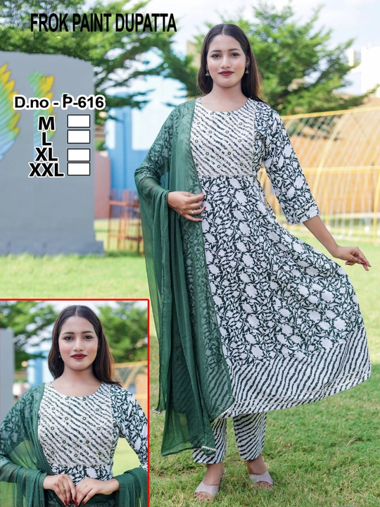 Rayon Frock Kurti with Pant , Dupatta uploaded by BPT DESIGNER on 10/18/2023