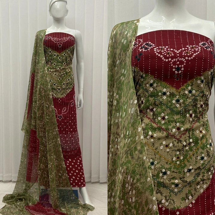 Silk Work Bandhani Style Suit uploaded by Zuberiya Global on 10/18/2023