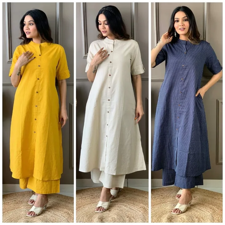 *Premium katha Fine Cotton*

Launching Designer Co-erd set in *Aline kurti pattern paired with Ankle uploaded by business on 10/18/2023