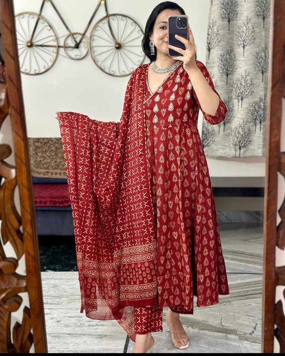 Maroon Cotton Angrakha 3Piece set  uploaded by business on 10/18/2023