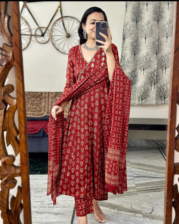 Maroon Cotton Angrakha 3Piece set  uploaded by K And K manufacturer on 10/18/2023