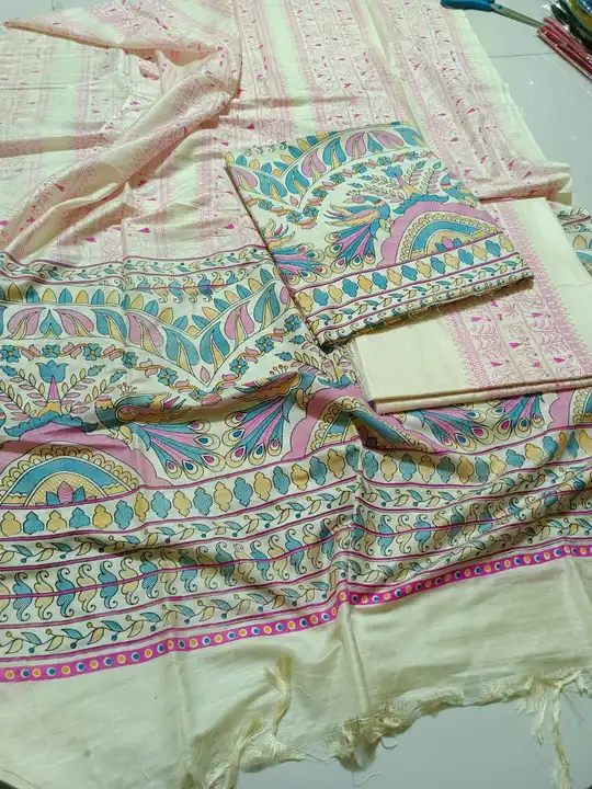 Madhubani print silk suits uploaded by WeaveMe India on 10/18/2023