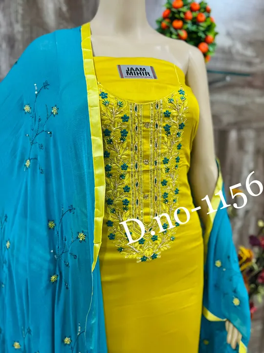 Jam Cotton Embroidery Suit Heavy Party Wear Stylish Suit and dress material  uploaded by Zuberiya Global on 10/18/2023