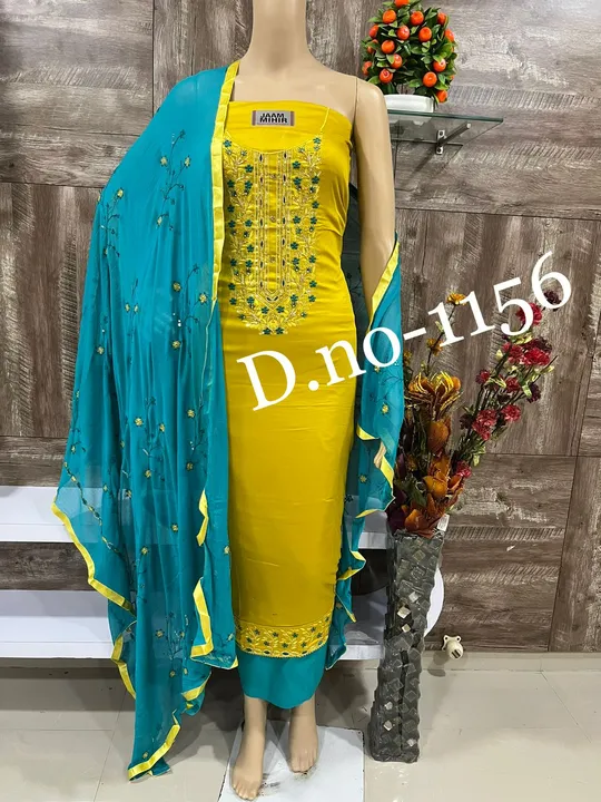 Jam Cotton Embroidery Suit Heavy Party Wear Stylish Suit and dress material  uploaded by Zuberiya Global on 10/18/2023