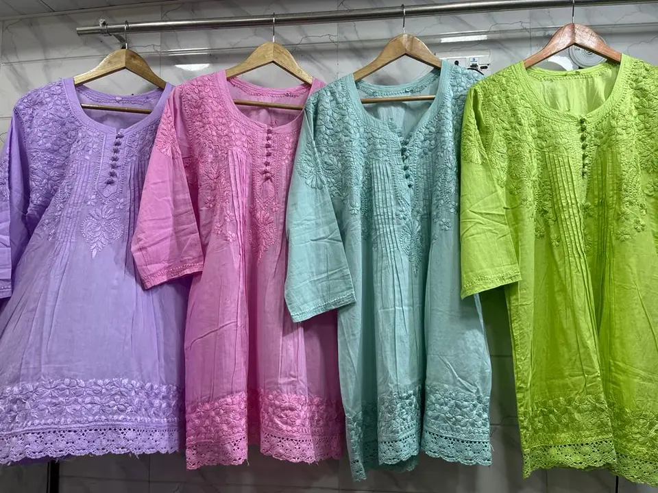 Malmal Chikankari Handwork Short Gown uploaded by business on 10/19/2023